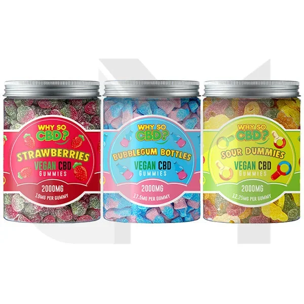 Why So CBD? 2000mg Broad Spectrum CBD Large Vegan Gummies – 11 Flavours