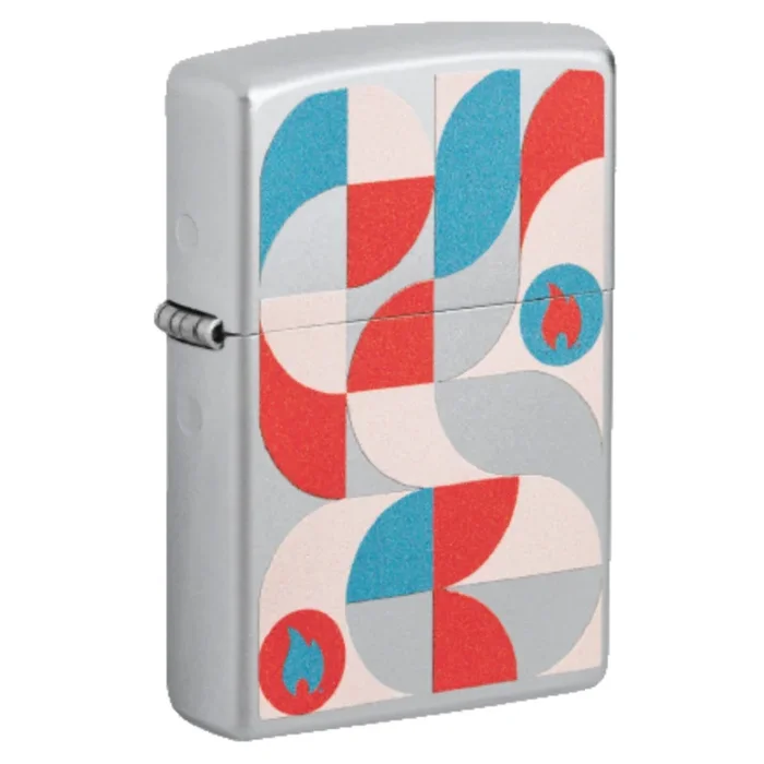 ZIPPO SATIN CHROME GEOMETRIC DESIGN
