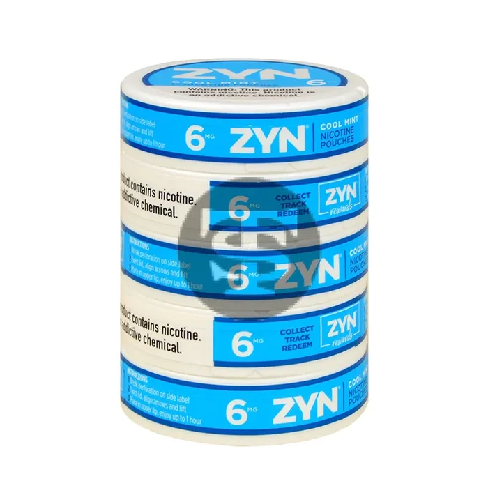 Zyn Nicotine pouches 6mg Cool Mint, 5 cans